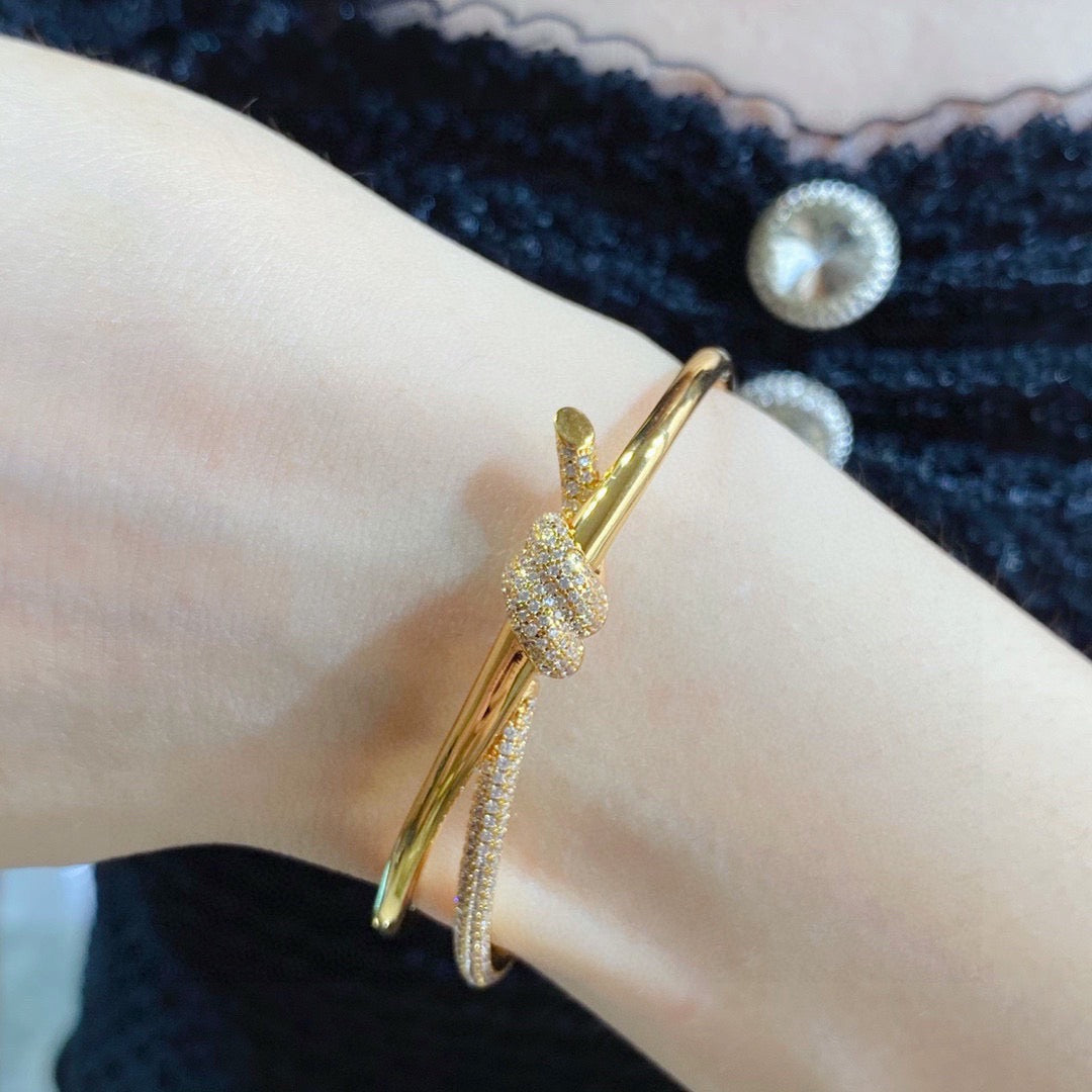 rose gold crystal rose Bangle for women - product detail view