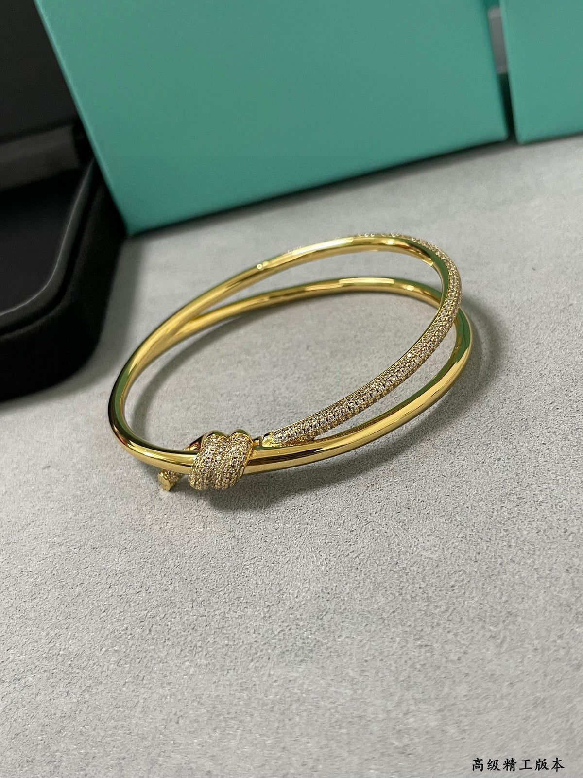 rose gold crystal rose Bangle for women - alternate angle view 4