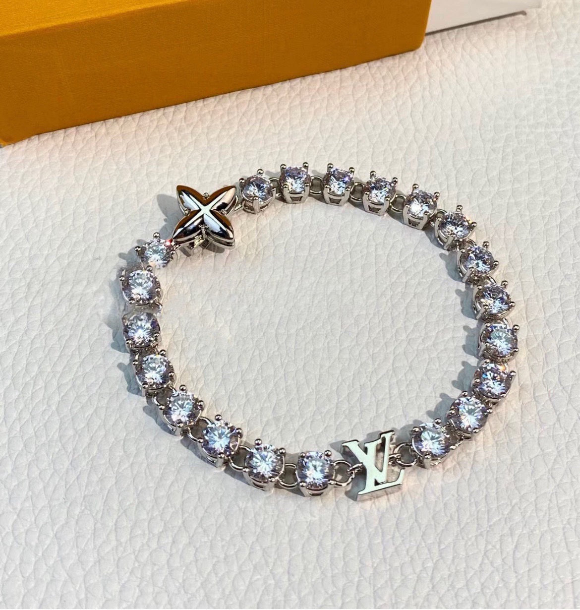 gold crystal cross Bracelet for men - product detail view
