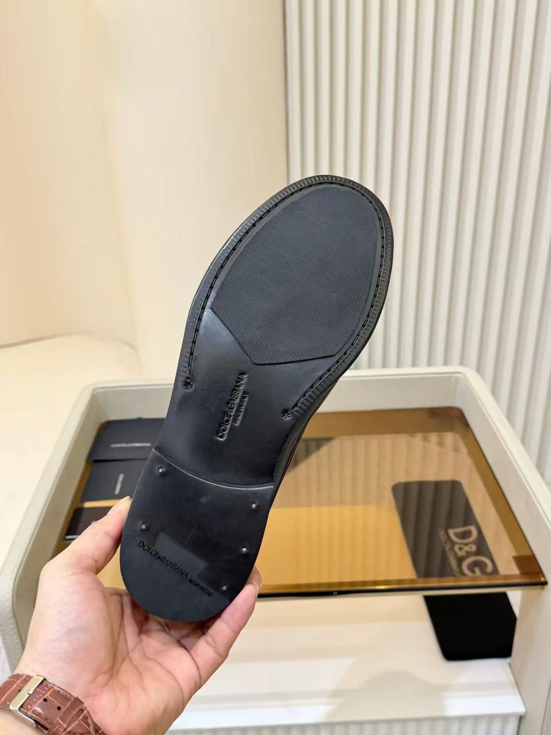 Dolce & Gabbana DG Men's Calfskin Dress Shoes with Leather Sole