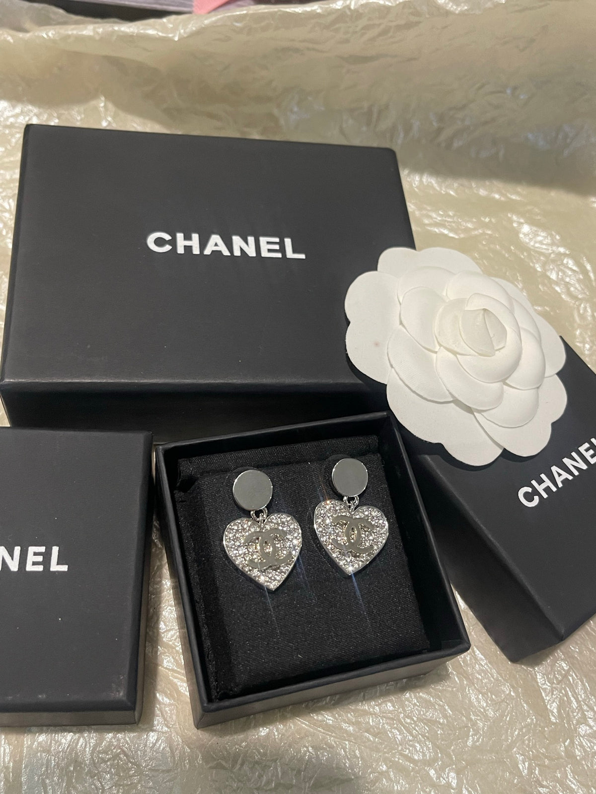 crystal heart Drop Earrings for women - alternate angle view 2