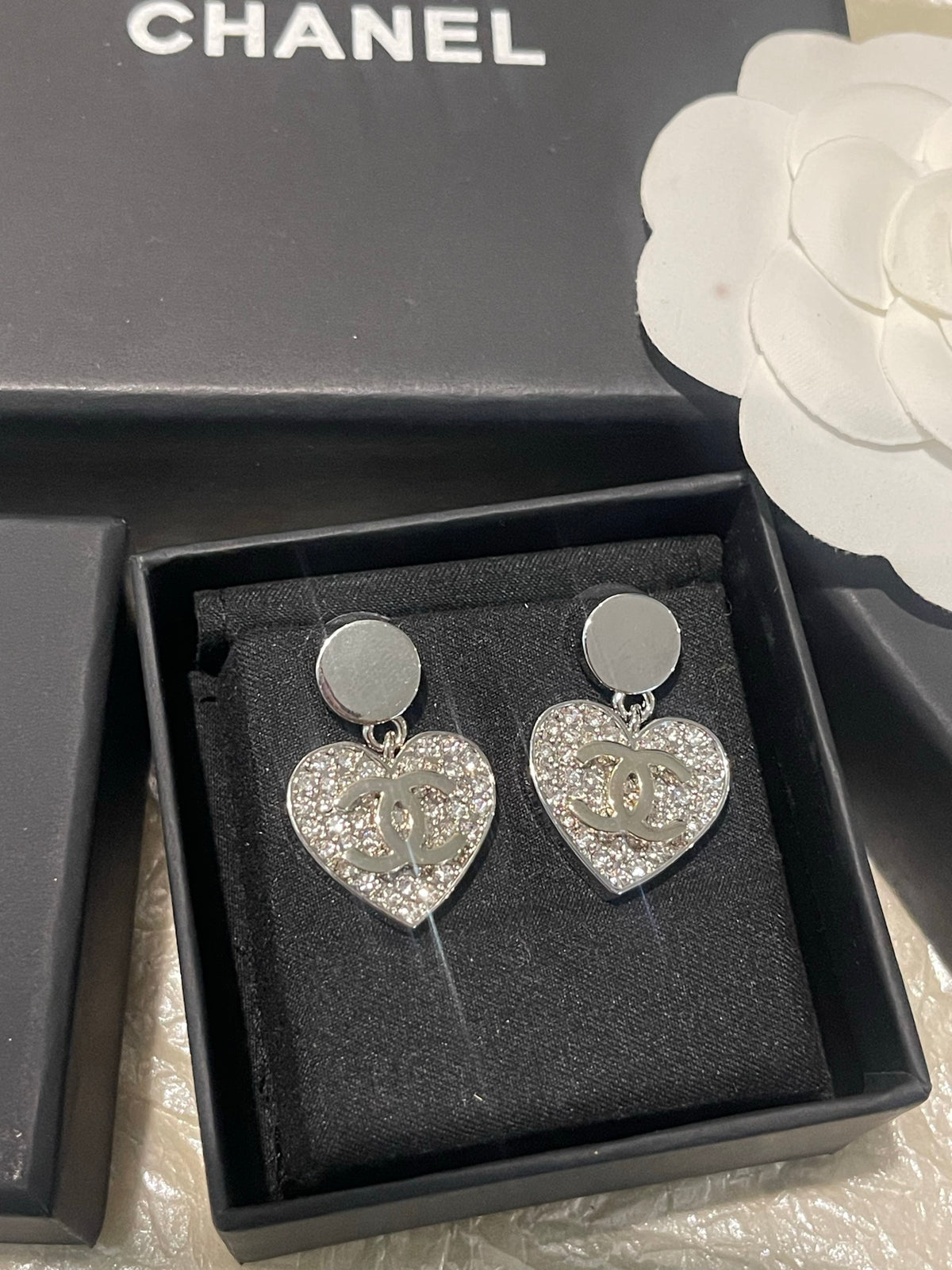 crystal heart Drop Earrings for women - alternate angle view 3