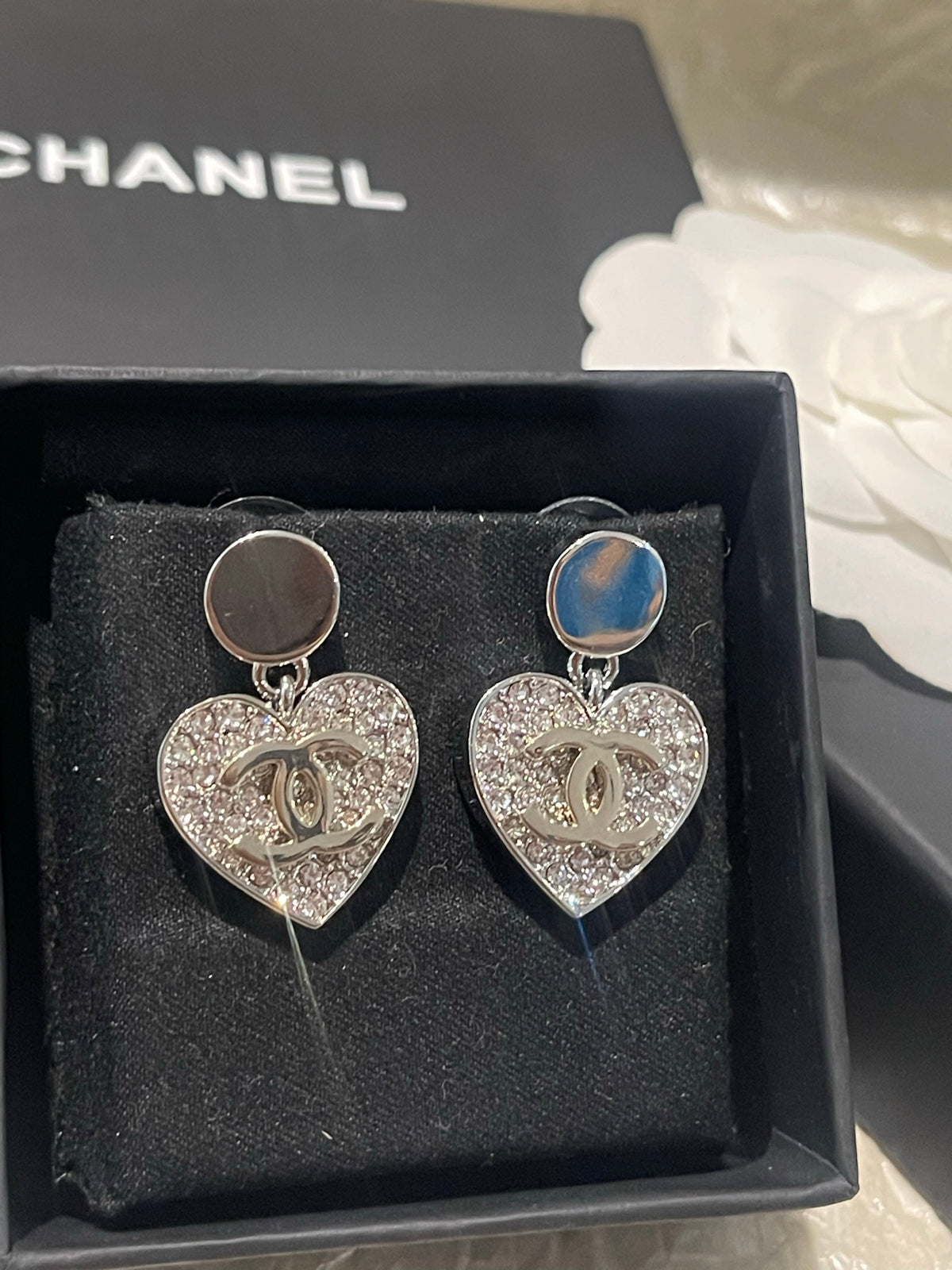 crystal heart Drop Earrings for women - product detail view