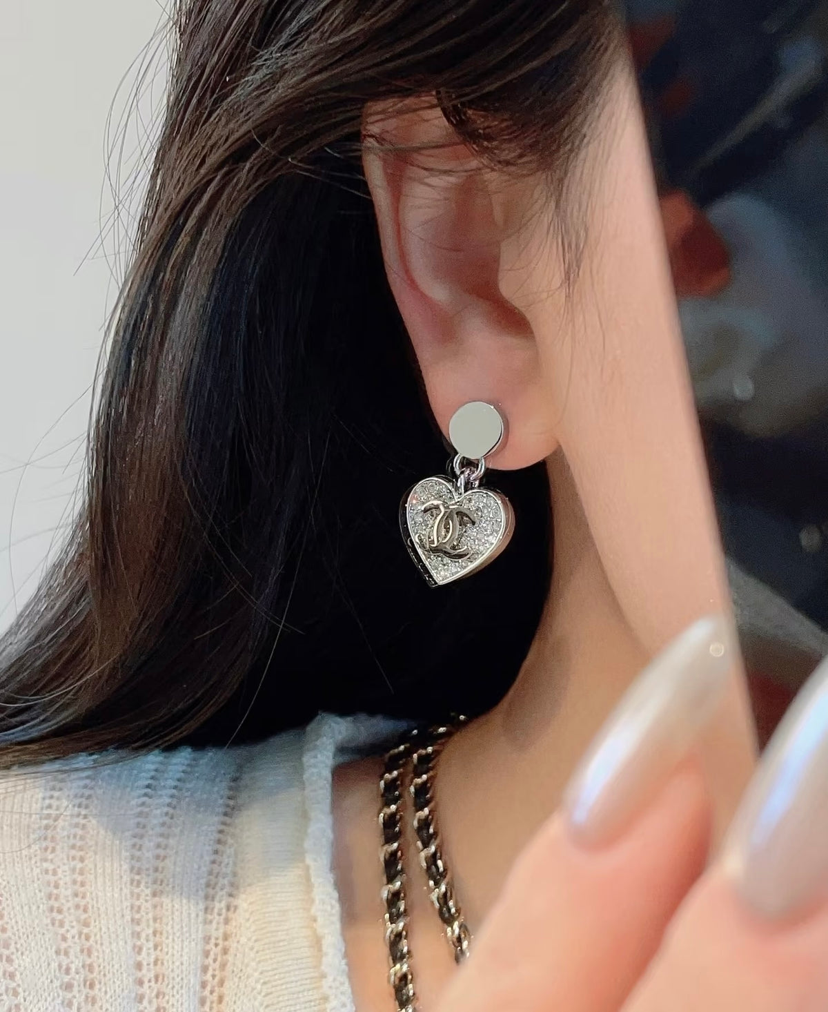 crystal heart Drop Earrings for women - alternate angle view 7