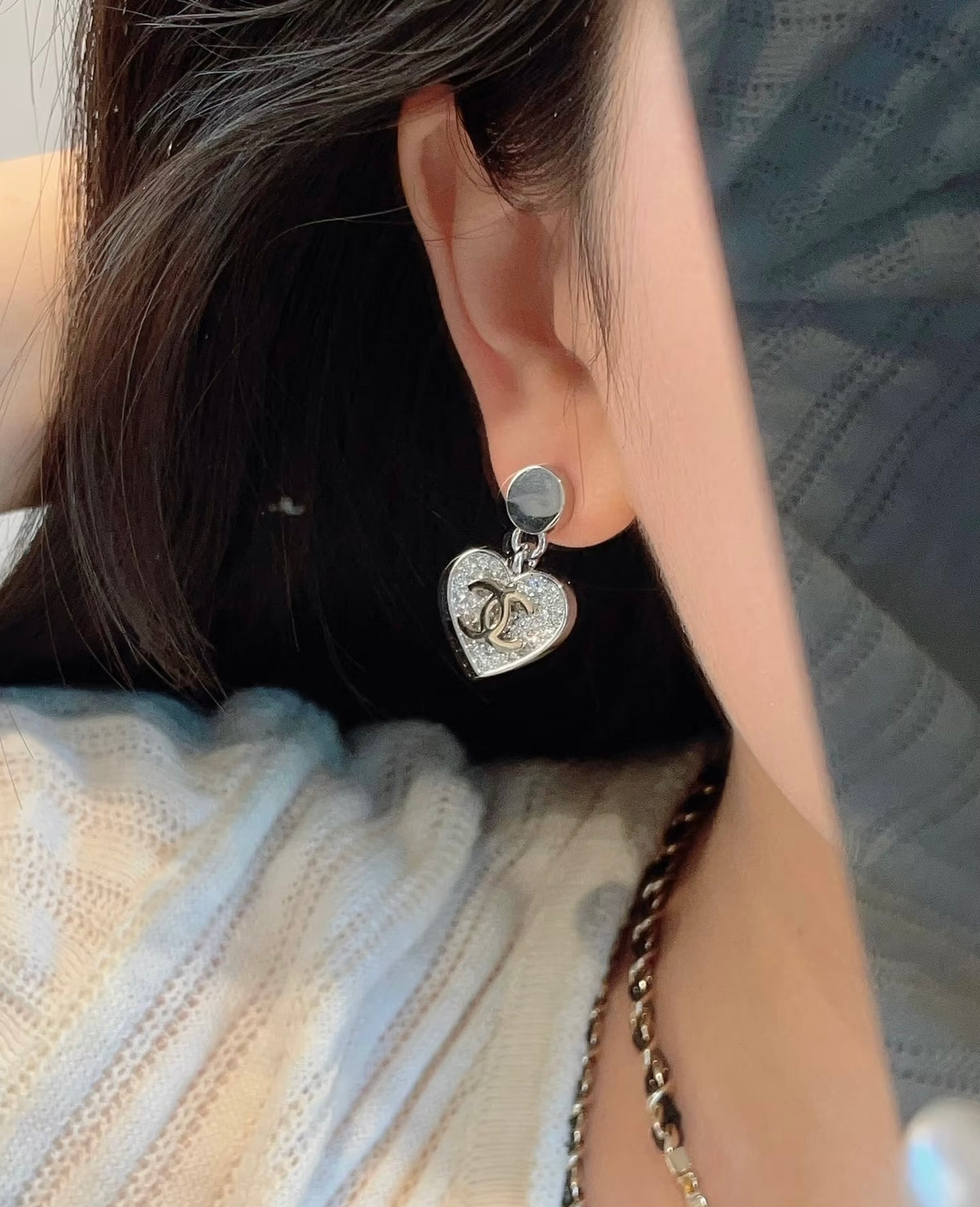 crystal heart Drop Earrings for women - alternate angle view 8