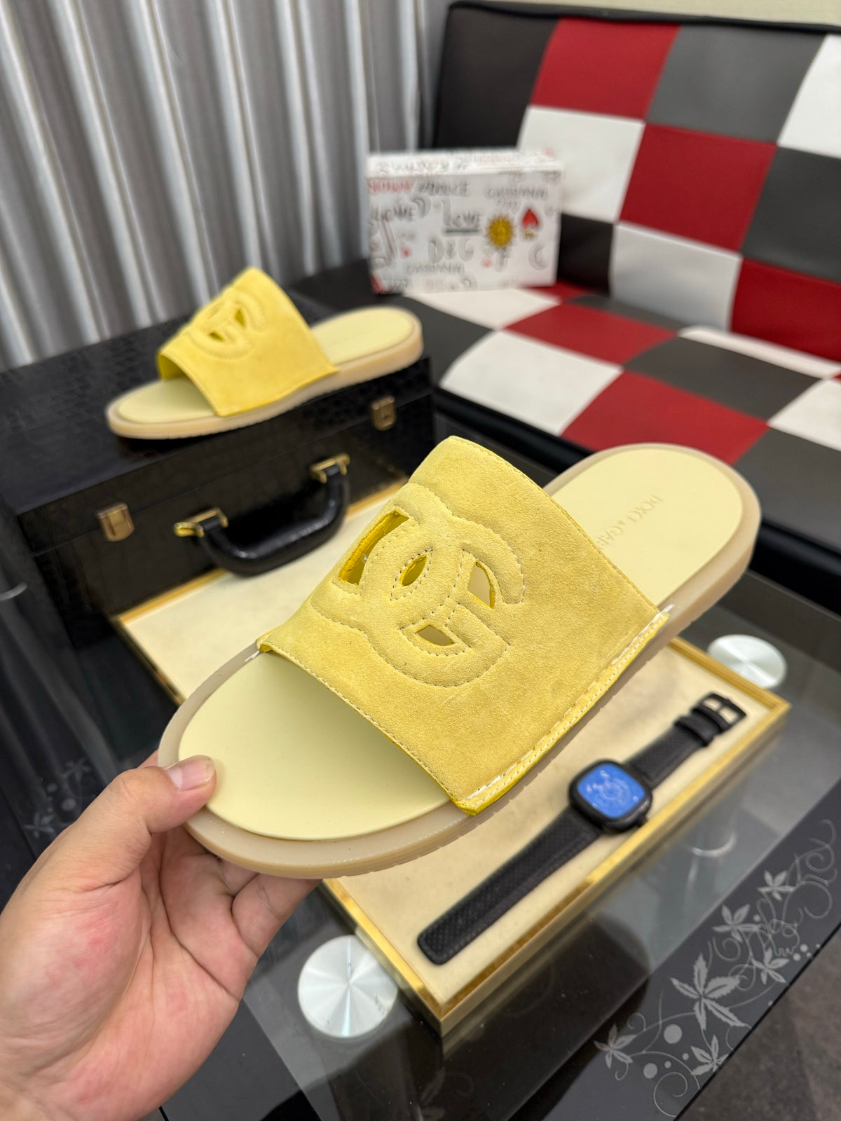 Dolce & Gabbana DG Men's PVC Slides with Molded TPU Sole