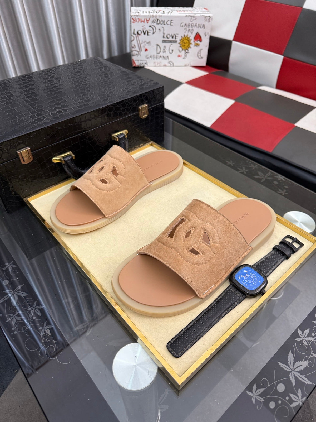 Dolce & Gabbana DG Men's PVC Slides with Molded TPU Sole
