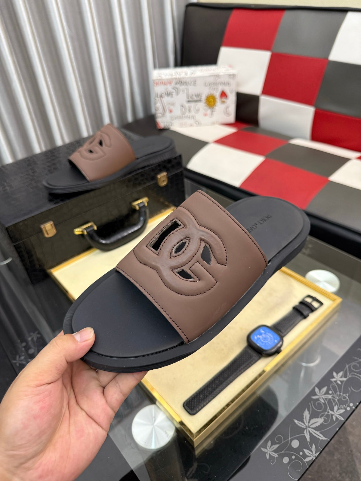 Dolce & Gabbana DG Men's PVC Slides with Molded TPU Sole