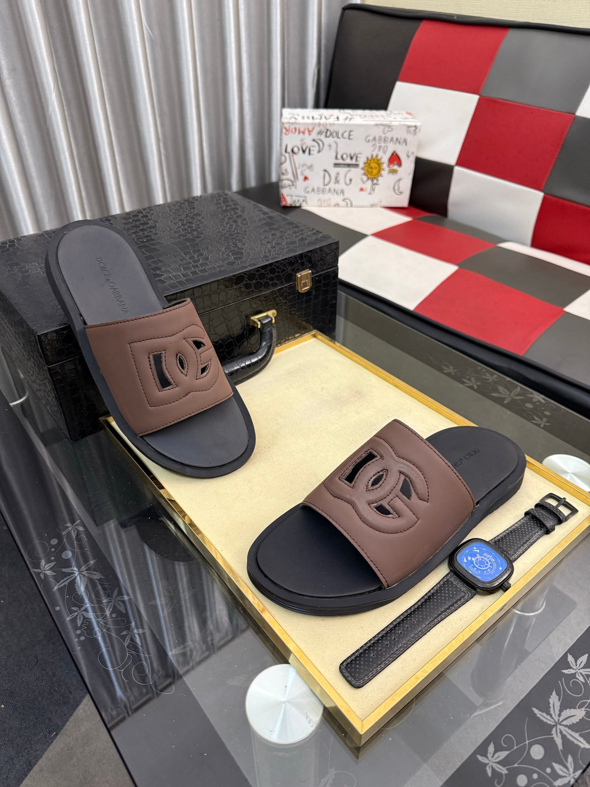 Dolce & Gabbana DG Men's PVC Slides with Molded TPU Sole