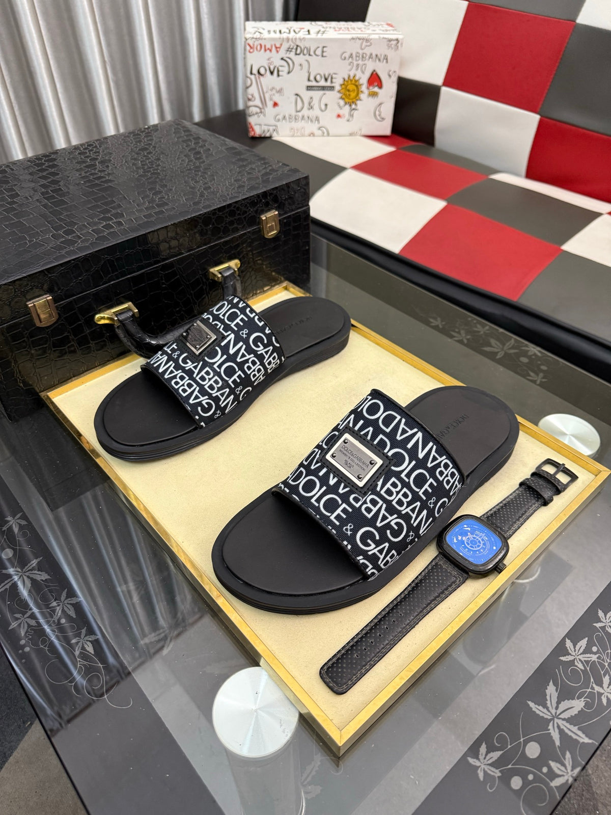 Dolce & Gabbana DG Men's PVC Slides with Molded TPU Sole