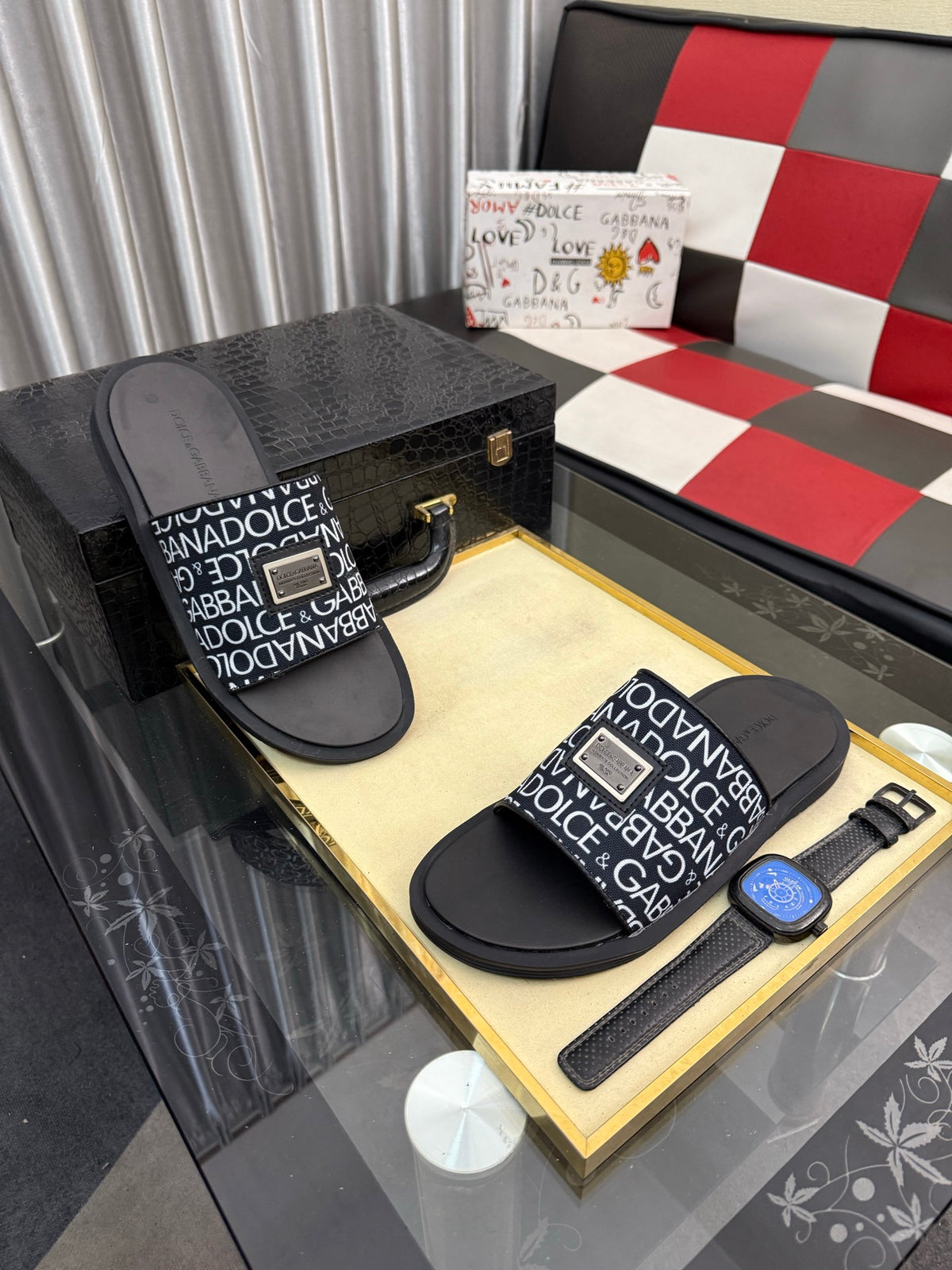 Dolce & Gabbana DG Men's PVC Slides with Molded TPU Sole