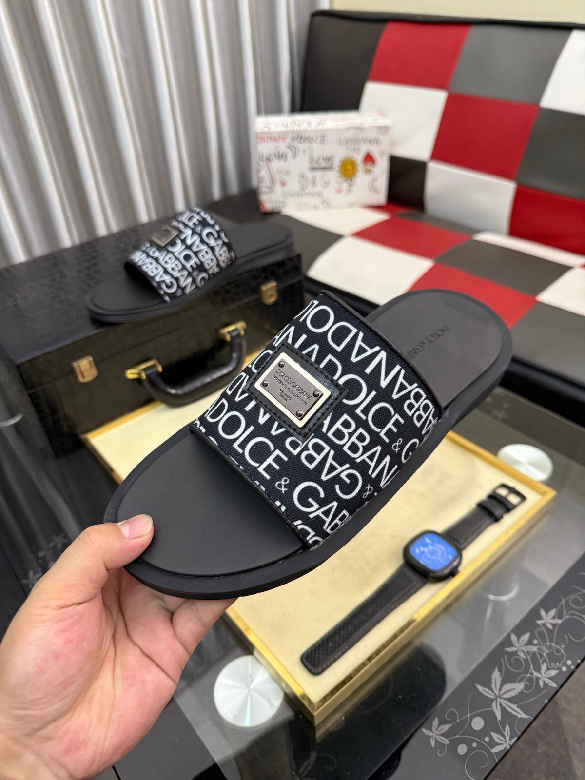 Dolce & Gabbana DG Men's PVC Slides with Molded TPU Sole