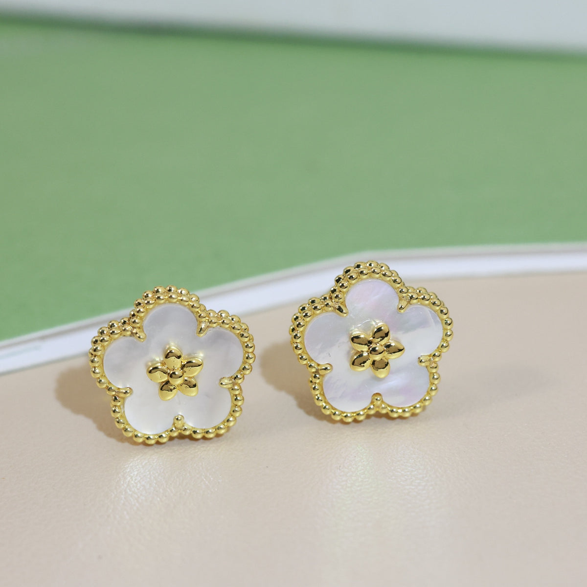 gold silver post clover Stud Earrings for women - product detail view