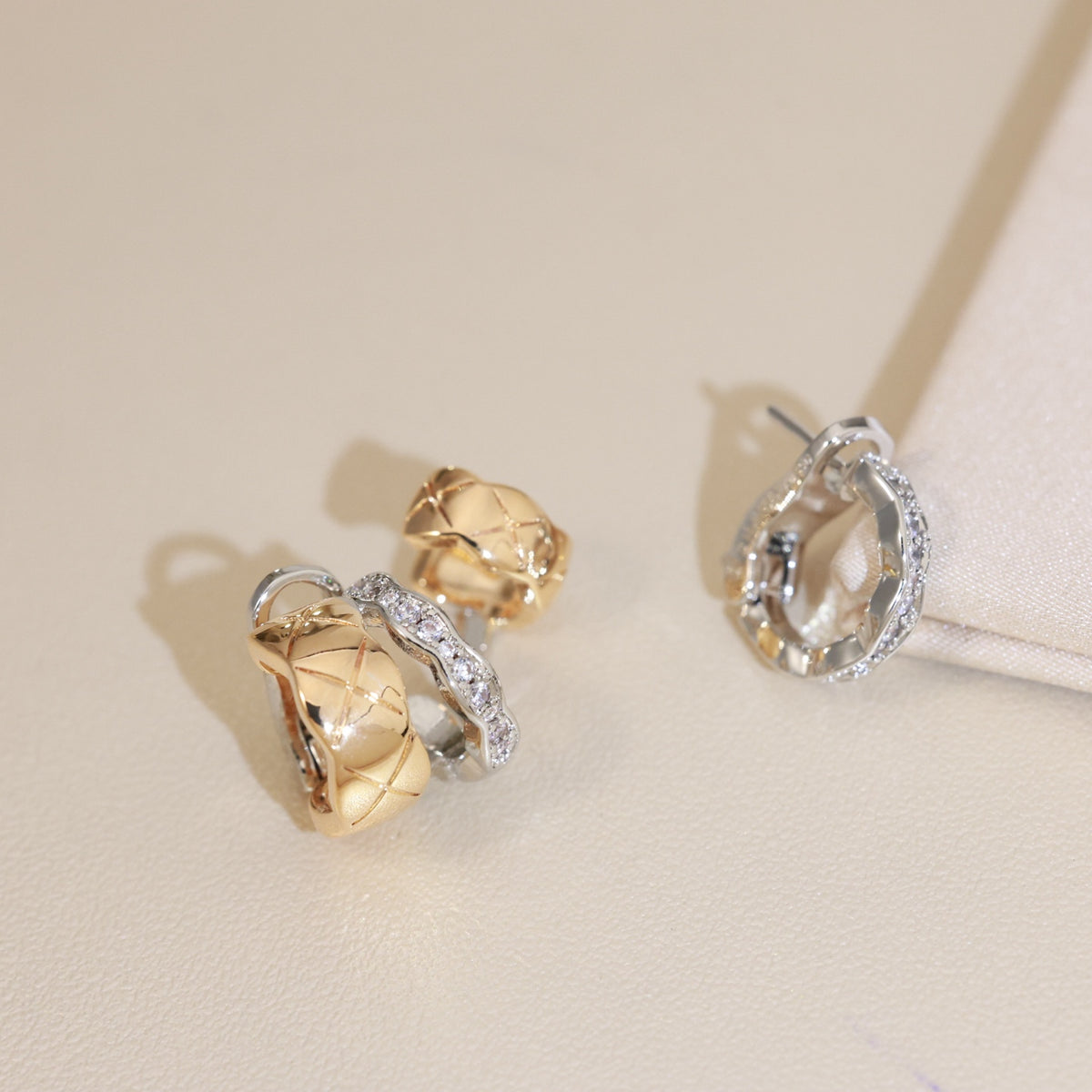 beige floral Drop Earrings for women - alternate angle view 5