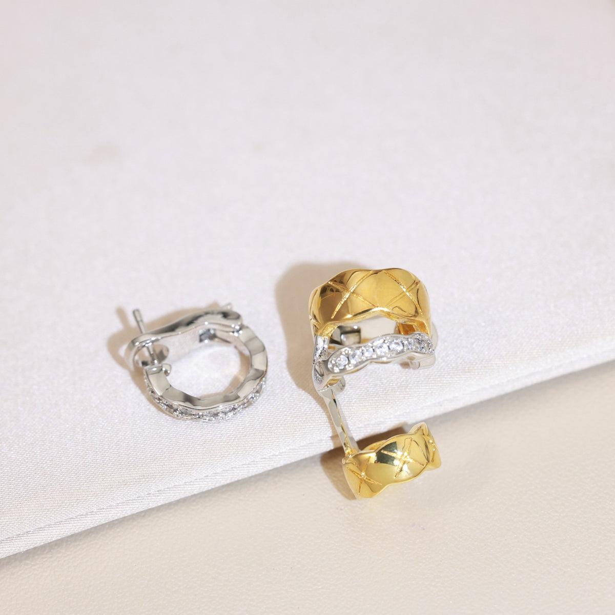 beige floral Drop Earrings for women - alternate angle view 7