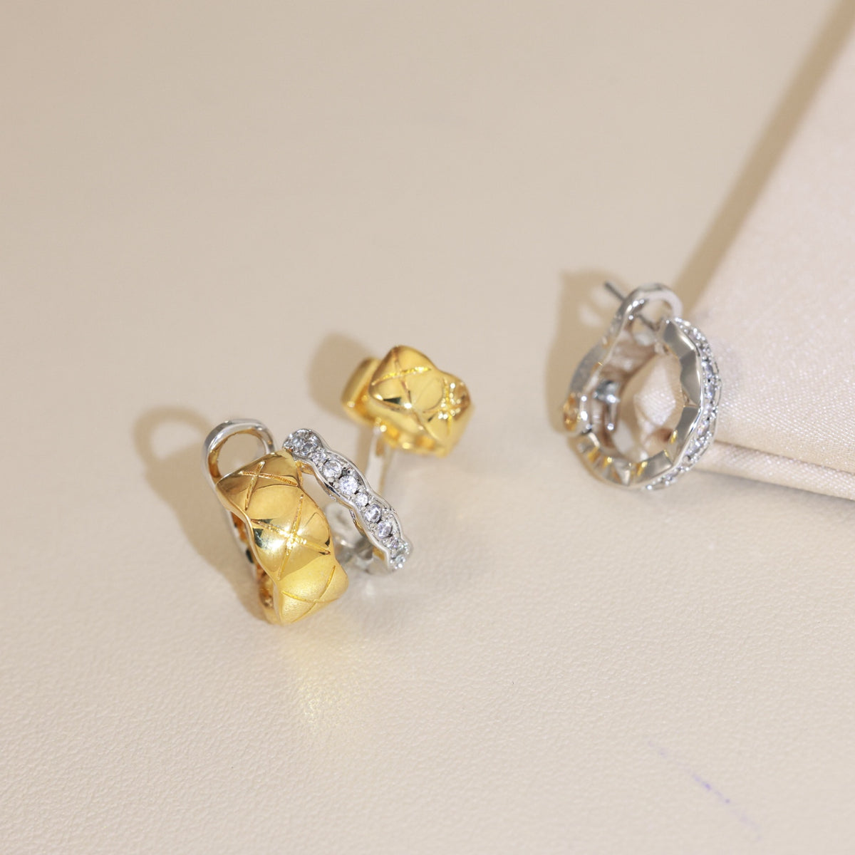 beige floral Drop Earrings for women - alternate angle view 8