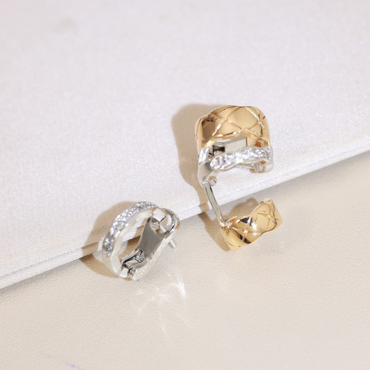beige floral Drop Earrings for women - alternate angle view 4