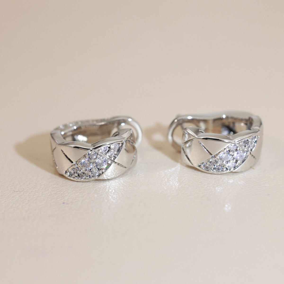 beige crystal floral Drop Earrings for women - alternate angle view 7