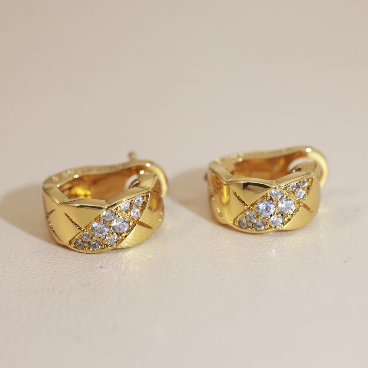 beige crystal floral Drop Earrings for women - alternate angle view 8