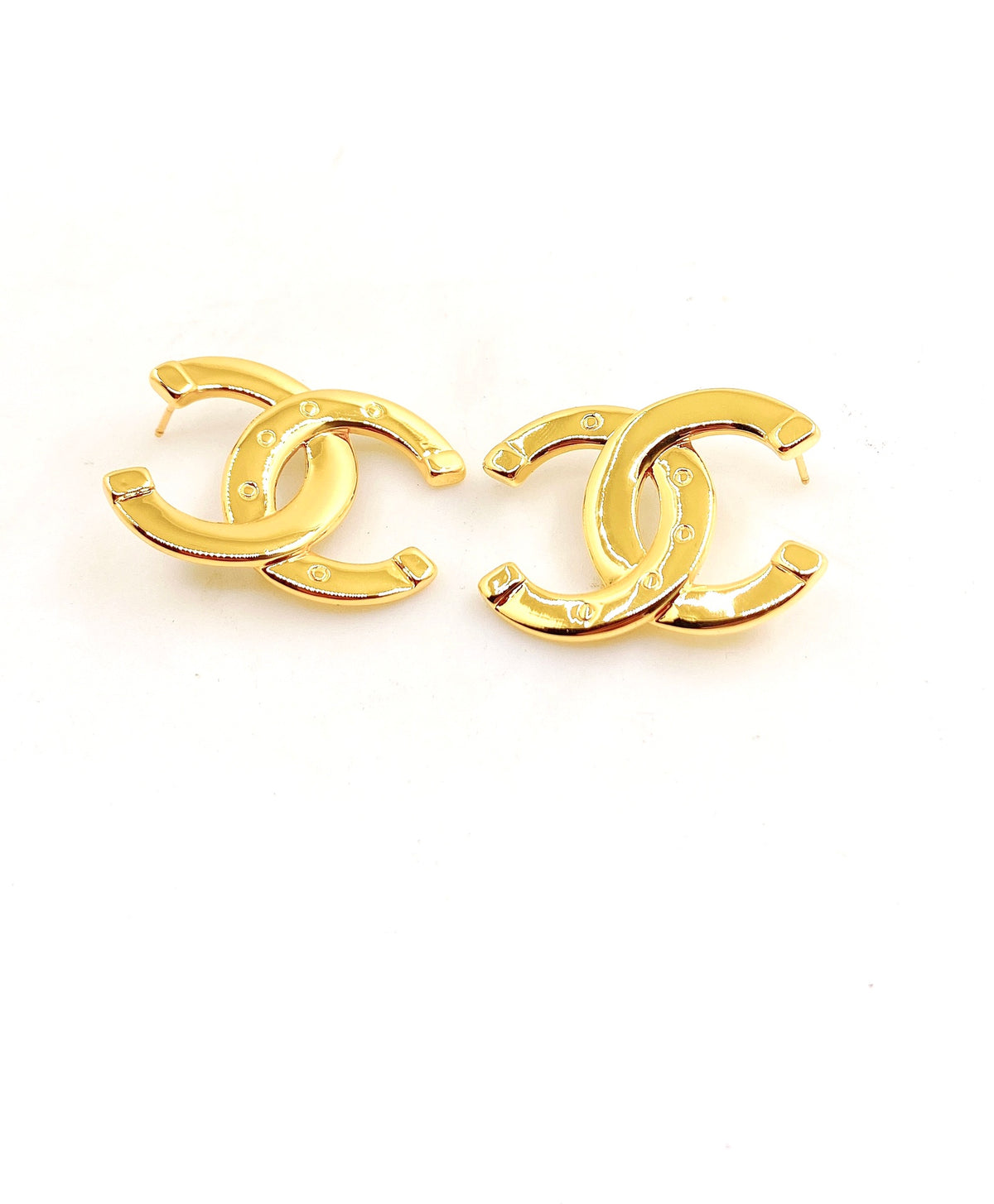 yellow brass Stud Earrings for women - product detail view
