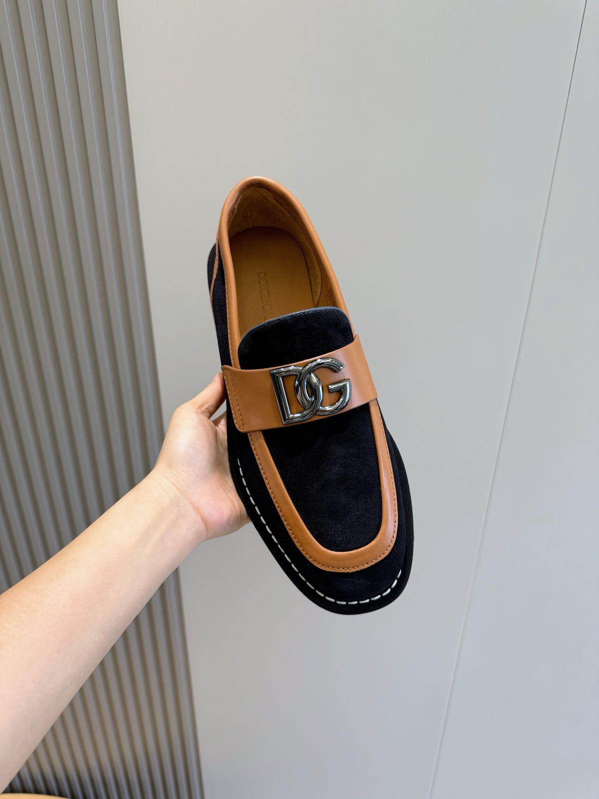 Dolce & Gabbana DG Men's New Florio Suede Moccasin Loafers with Logo