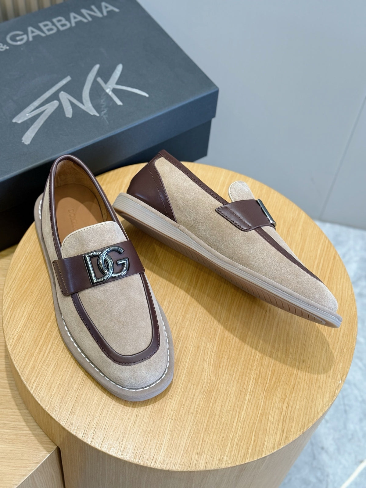 Dolce & Gabbana DG Men's New Florio Suede Moccasin Loafers with Logo