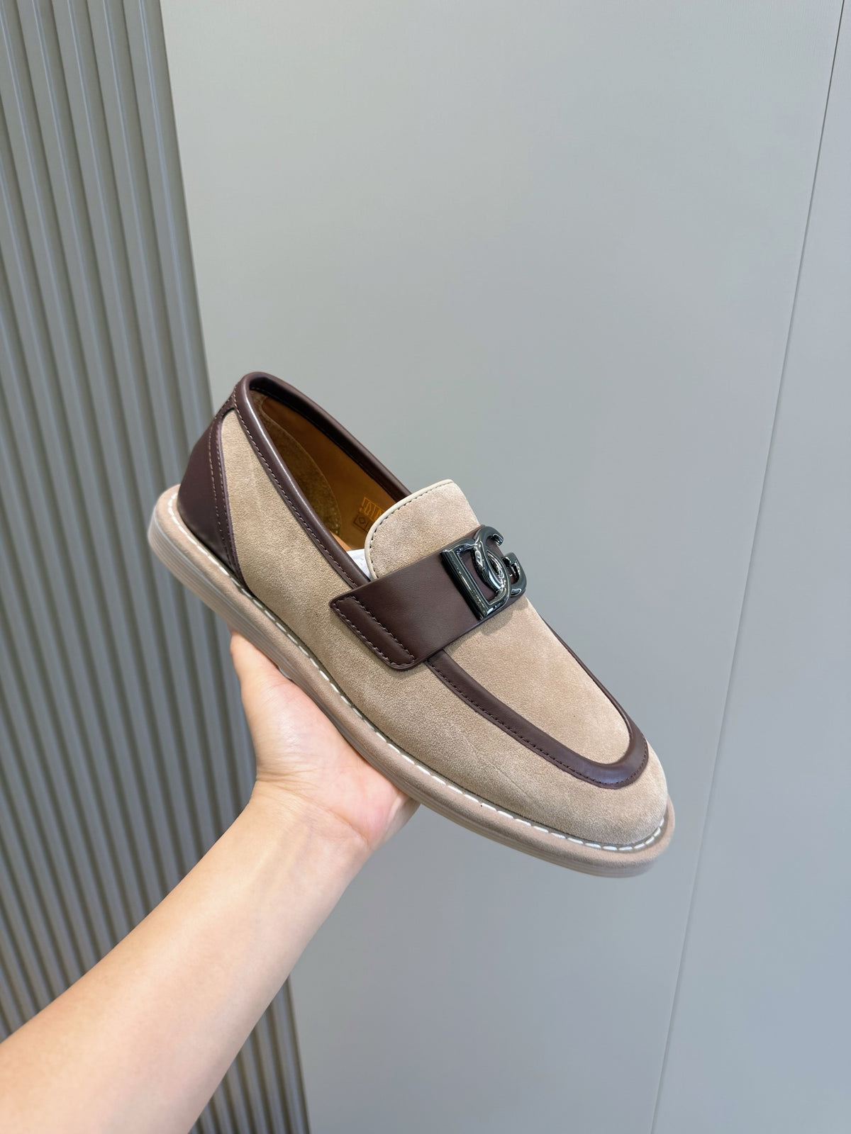 Dolce & Gabbana DG Men's New Florio Suede Moccasin Loafers with Logo