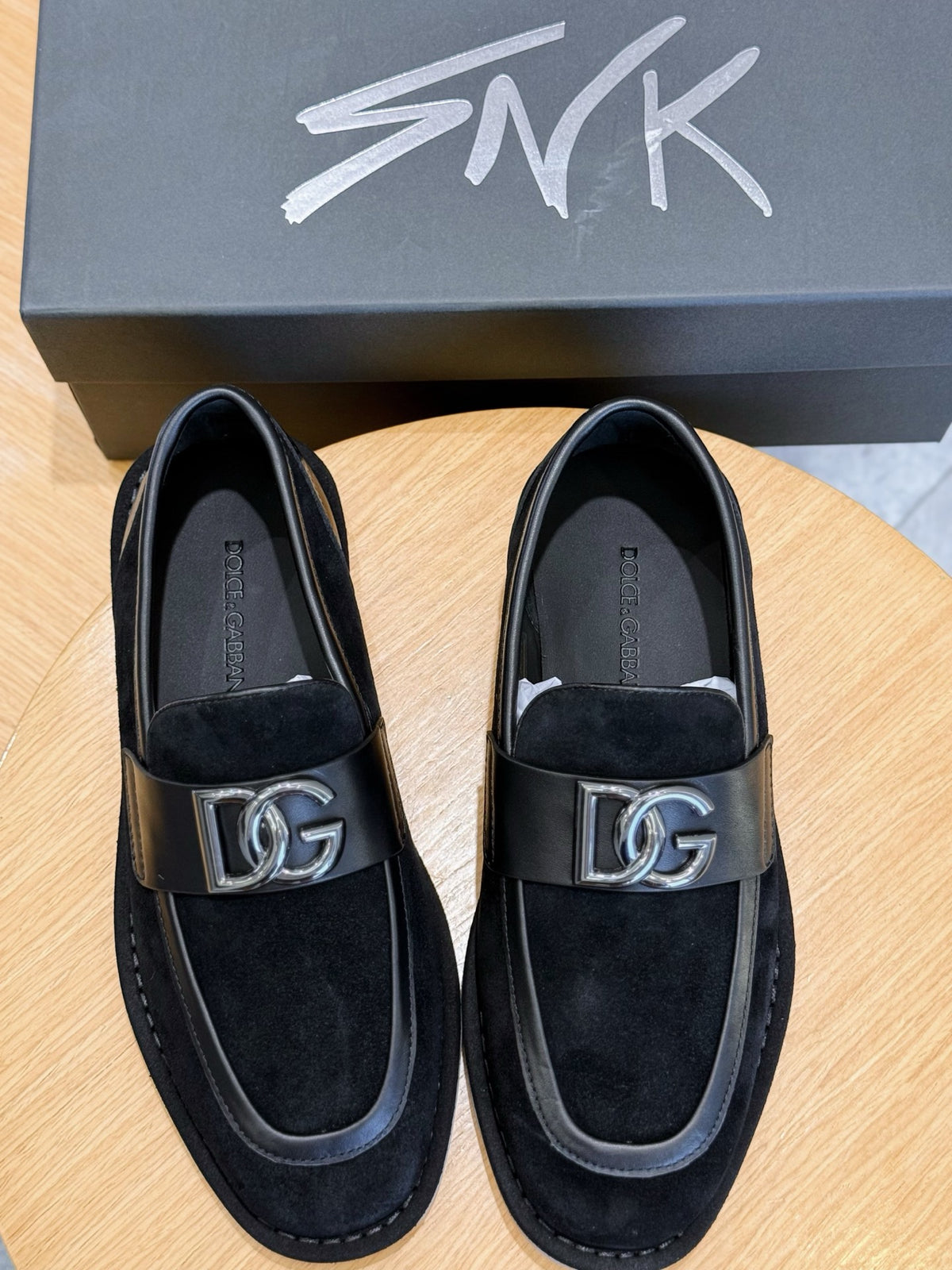 Dolce & Gabbana DG Men's New Florio Suede Moccasin Loafers with Logo
