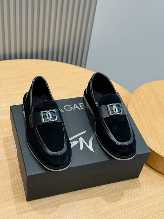 Dolce & Gabbana DG Men's New Florio Suede Moccasin Loafers with Logo