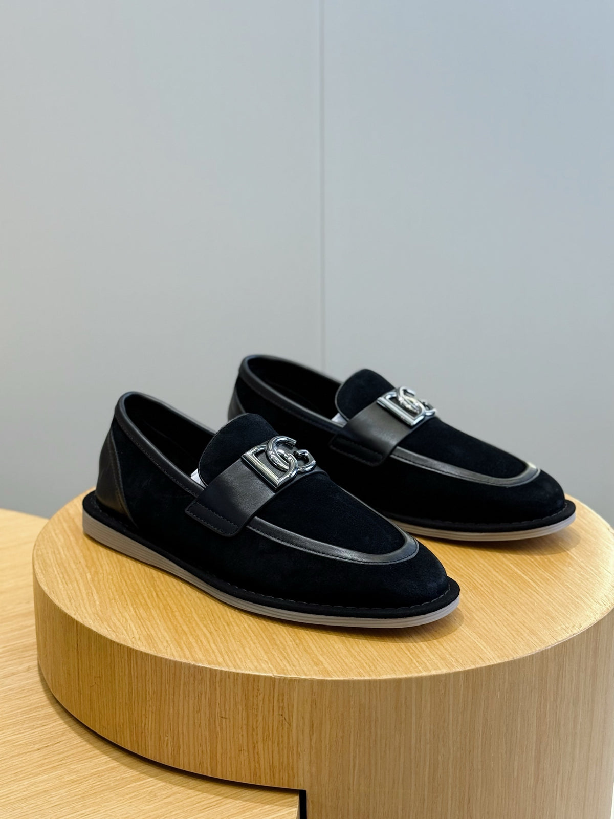 Dolce & Gabbana DG Men's New Florio Suede Moccasin Loafers with Logo