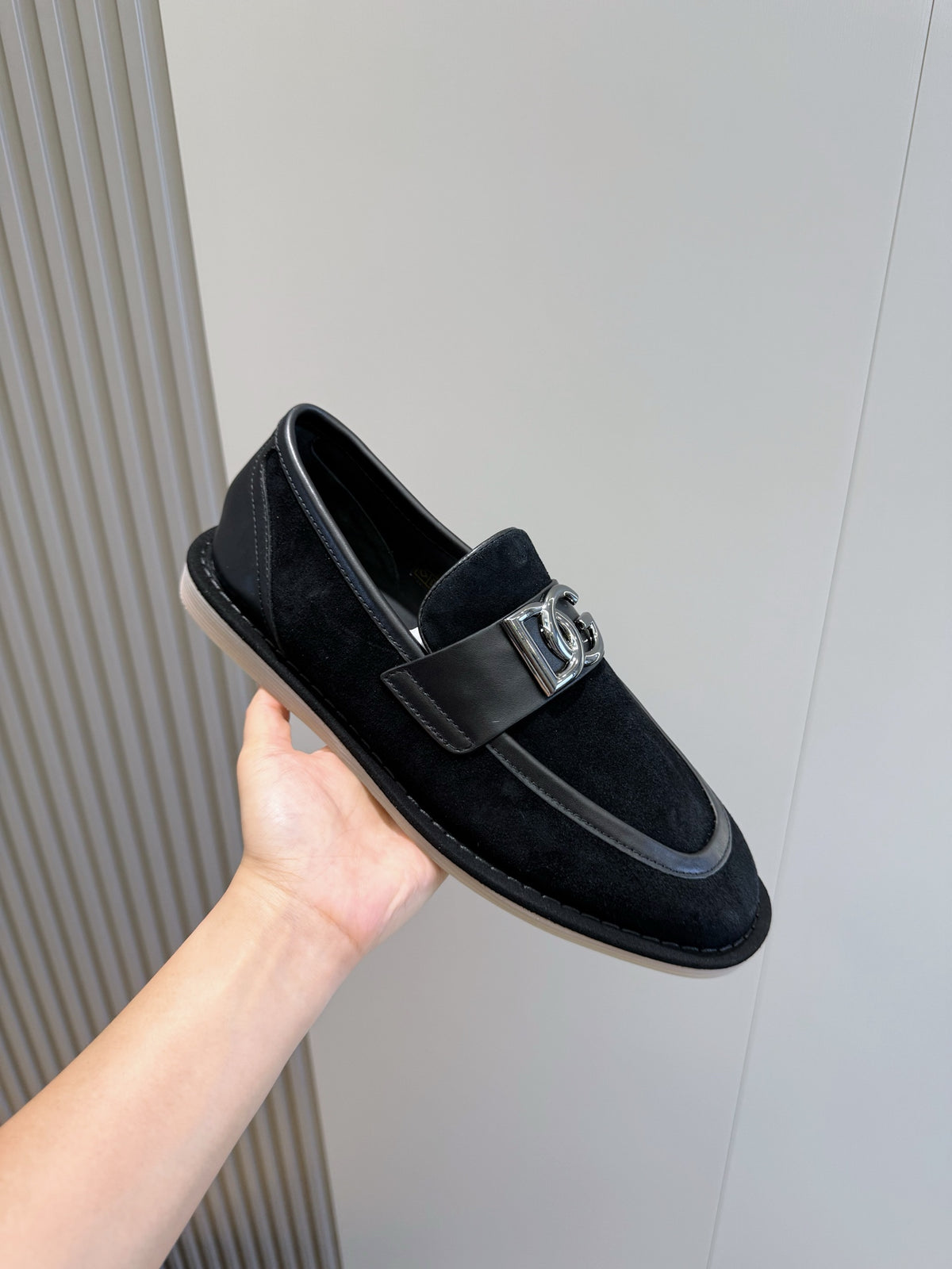 Dolce & Gabbana DG Men's New Florio Suede Moccasin Loafers with Logo