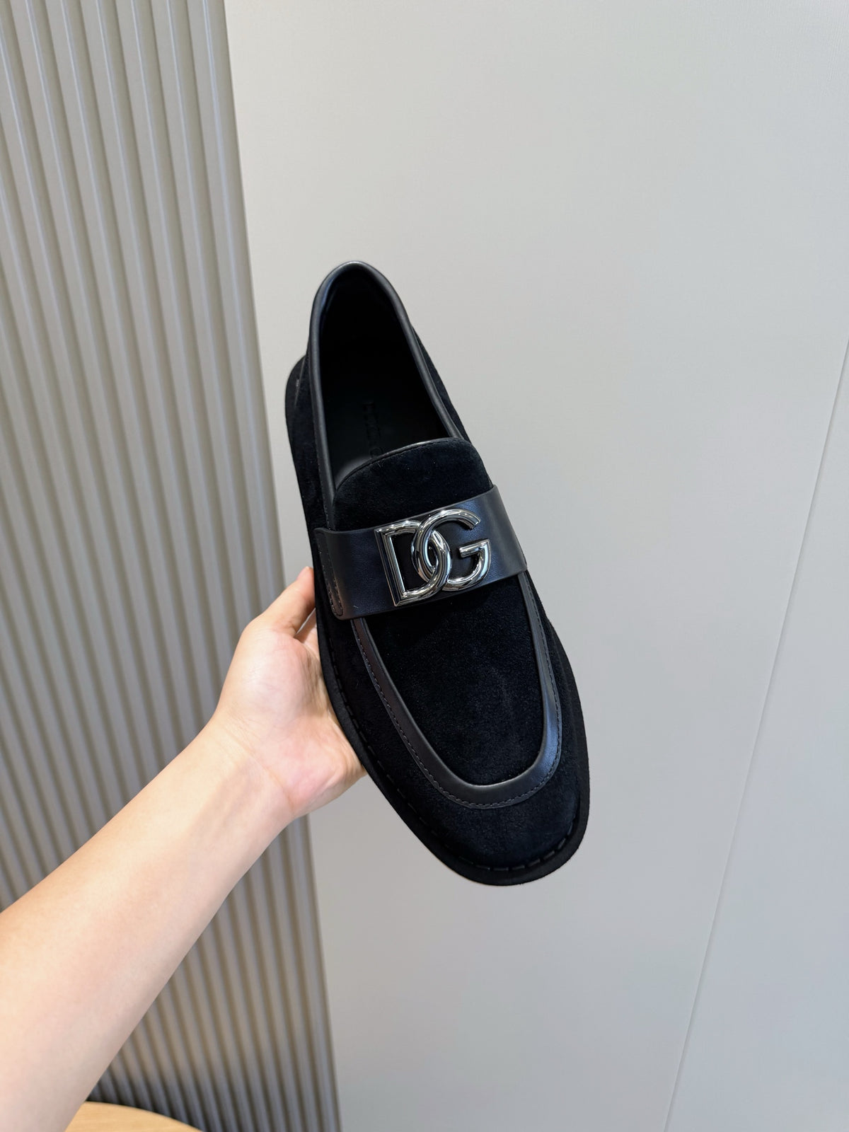 Dolce & Gabbana DG Men's New Florio Suede Moccasin Loafers with Logo