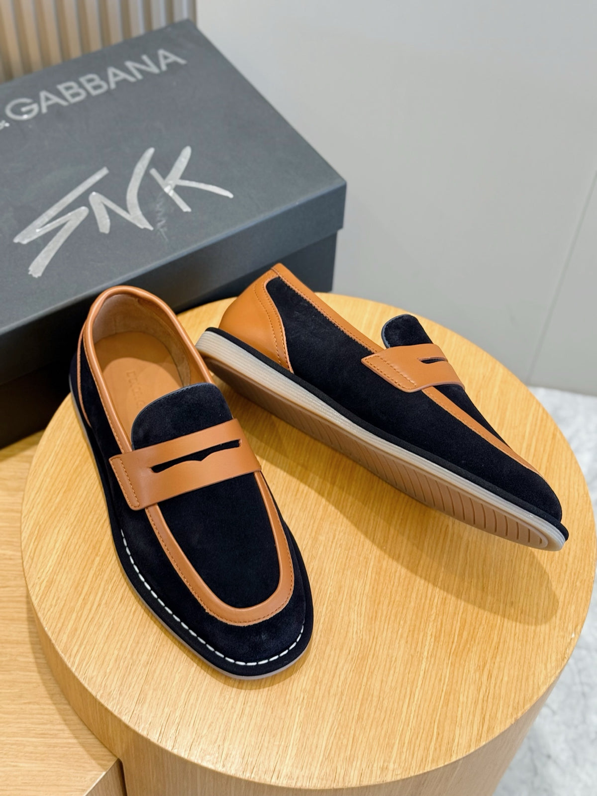 Dolce & Gabbana DG Men's New Florio Suede Moccasin Loafers with Logo