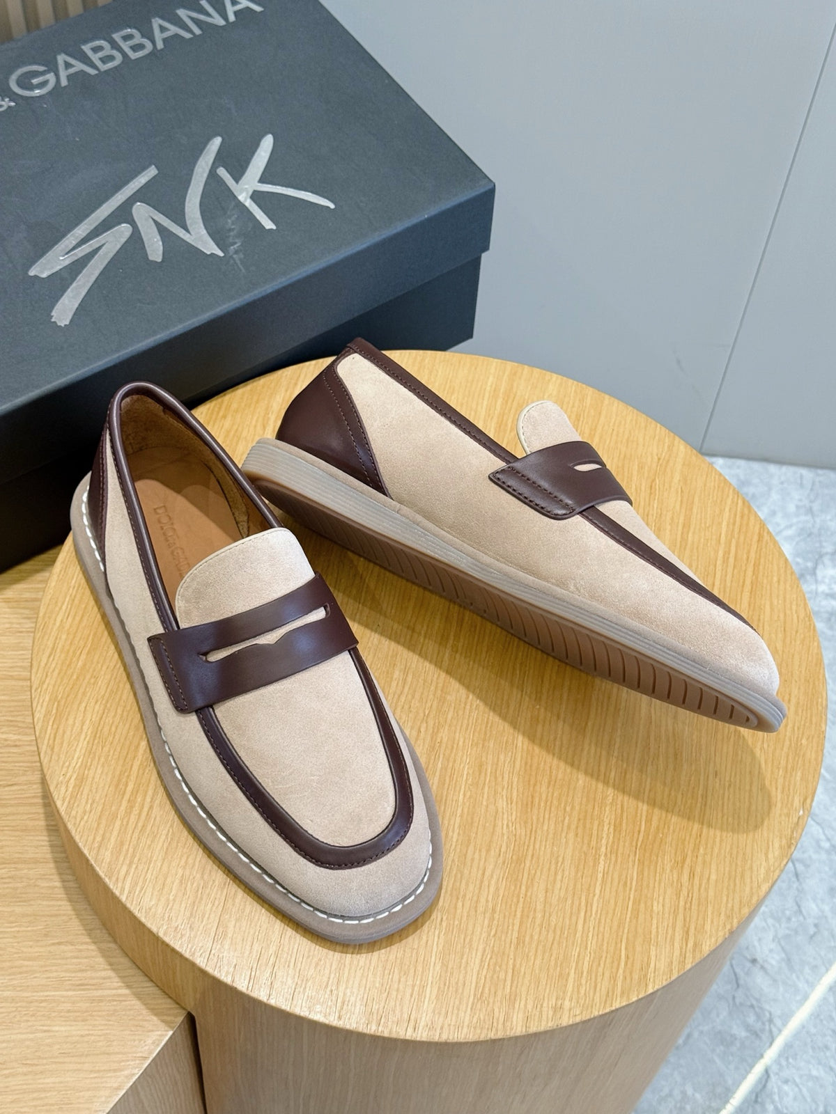 Dolce & Gabbana DG Men's New Florio Suede Moccasin Loafers with Logo