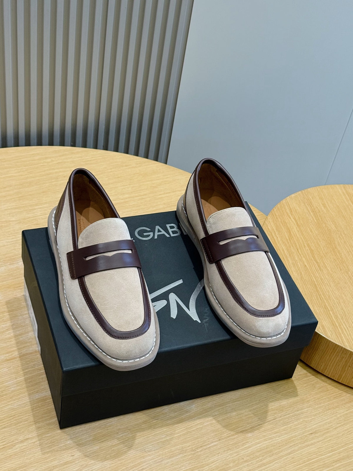 Dolce & Gabbana DG Men's New Florio Suede Moccasin Loafers with Logo