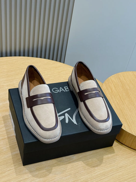 Dolce & Gabbana DG Men's New Florio Suede Moccasin Loafers with Logo