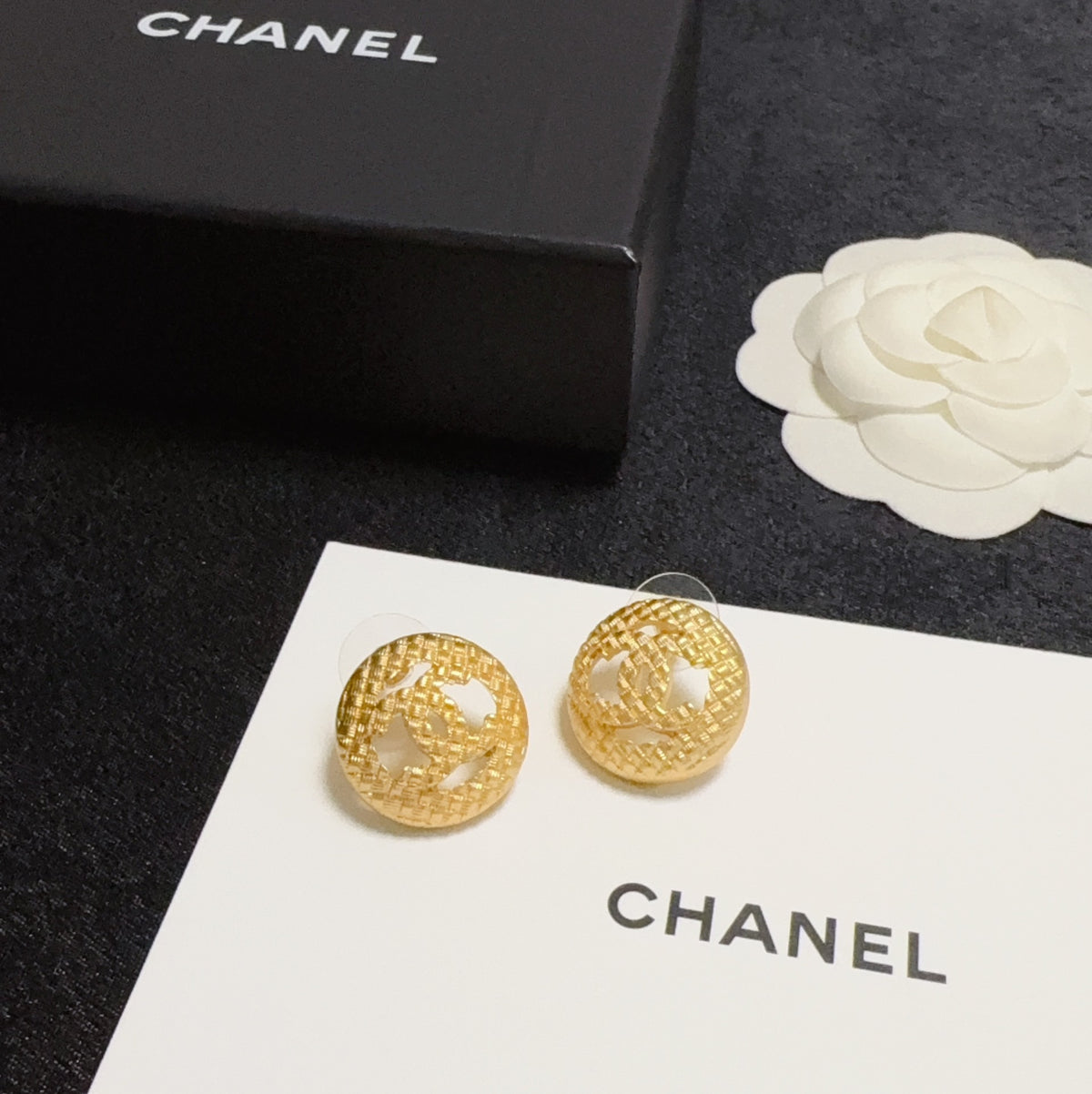 gold sterling silver hollow Drop Earrings for women - alternate angle view 3