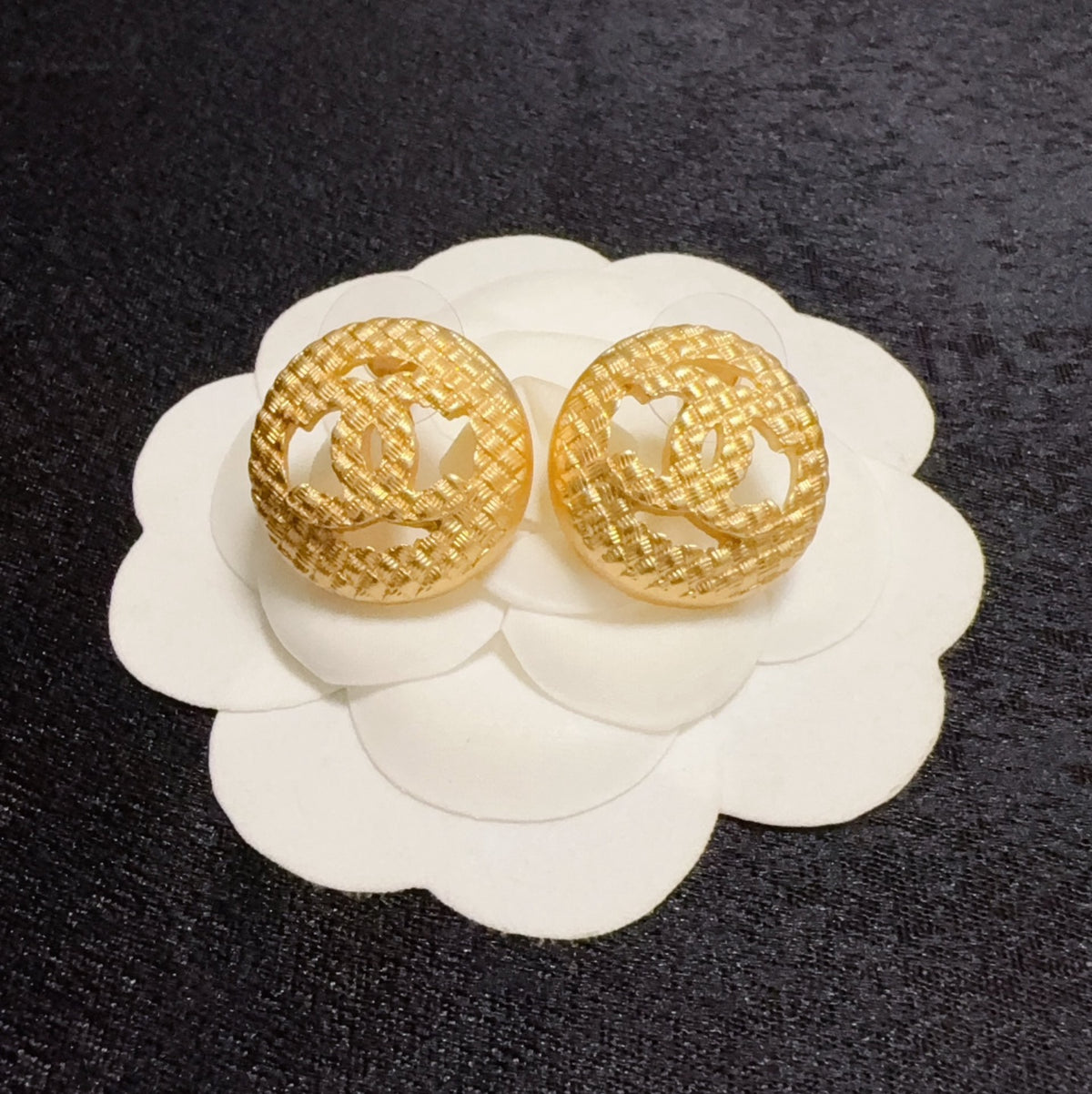 gold sterling silver hollow Drop Earrings for women - alternate angle view 4