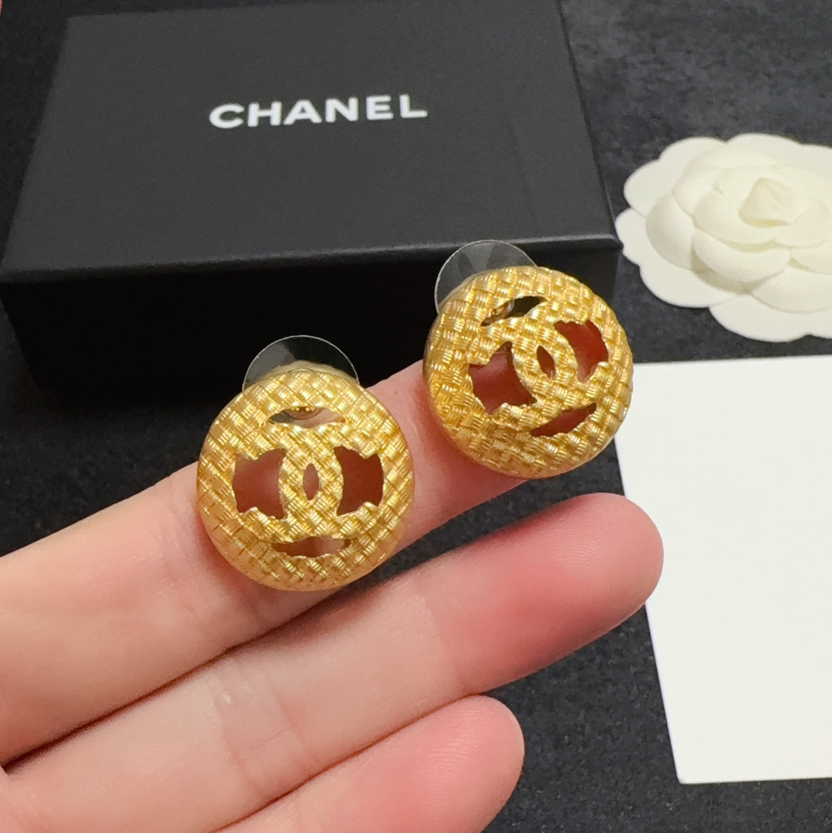 gold sterling silver hollow Drop Earrings for women - alternate angle view 8