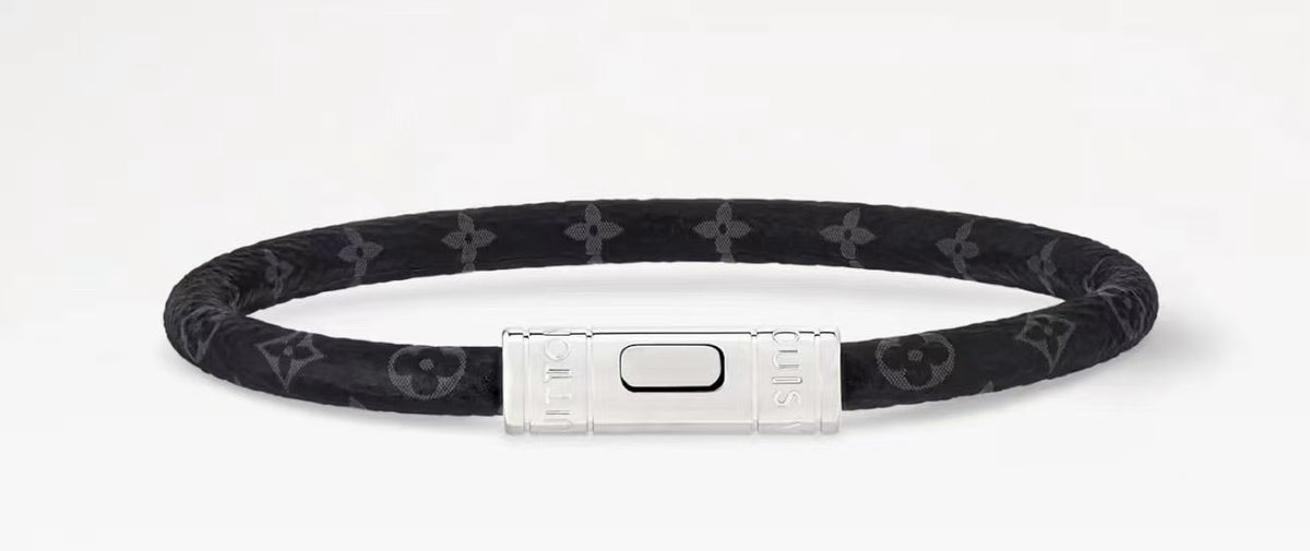 silver genuine leather floral Bracelet for women - product detail view