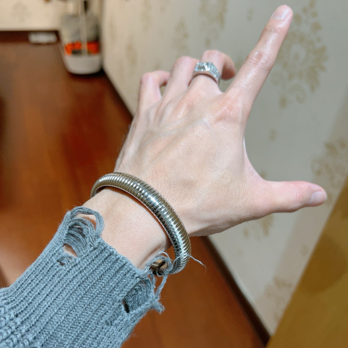 gold minimalist Ring for men - alternate angle view 3