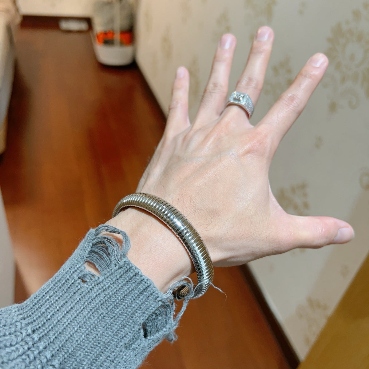 gold minimalist Ring for men - alternate angle view 6