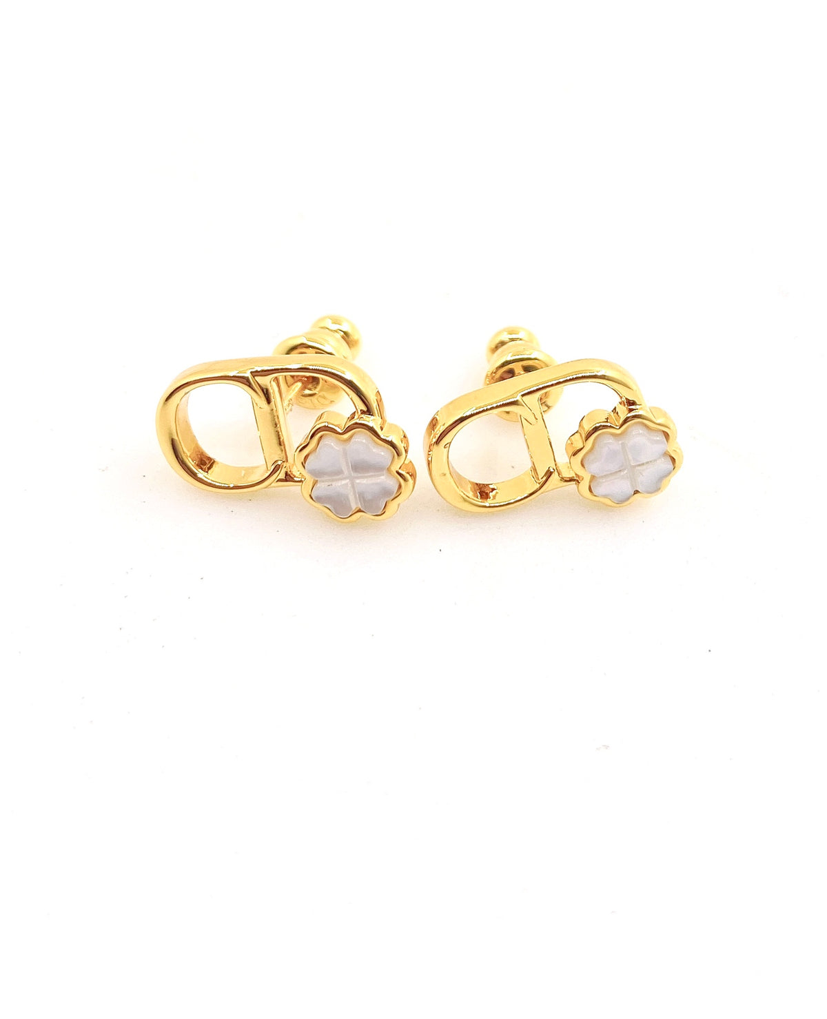 white brass floral Stud Earrings for women - product detail view