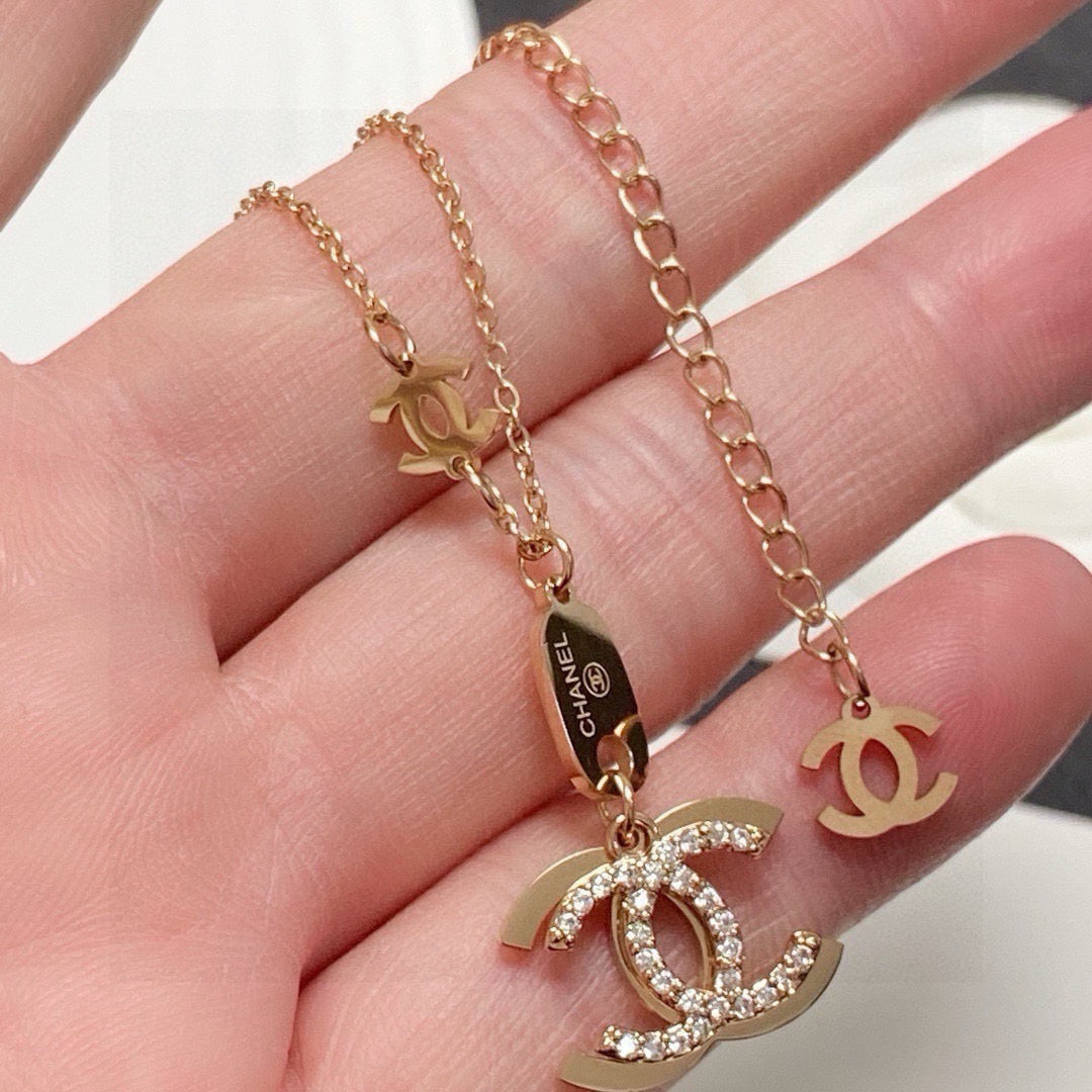 rose gold crystal rose Necklace for women - alternate angle view 8