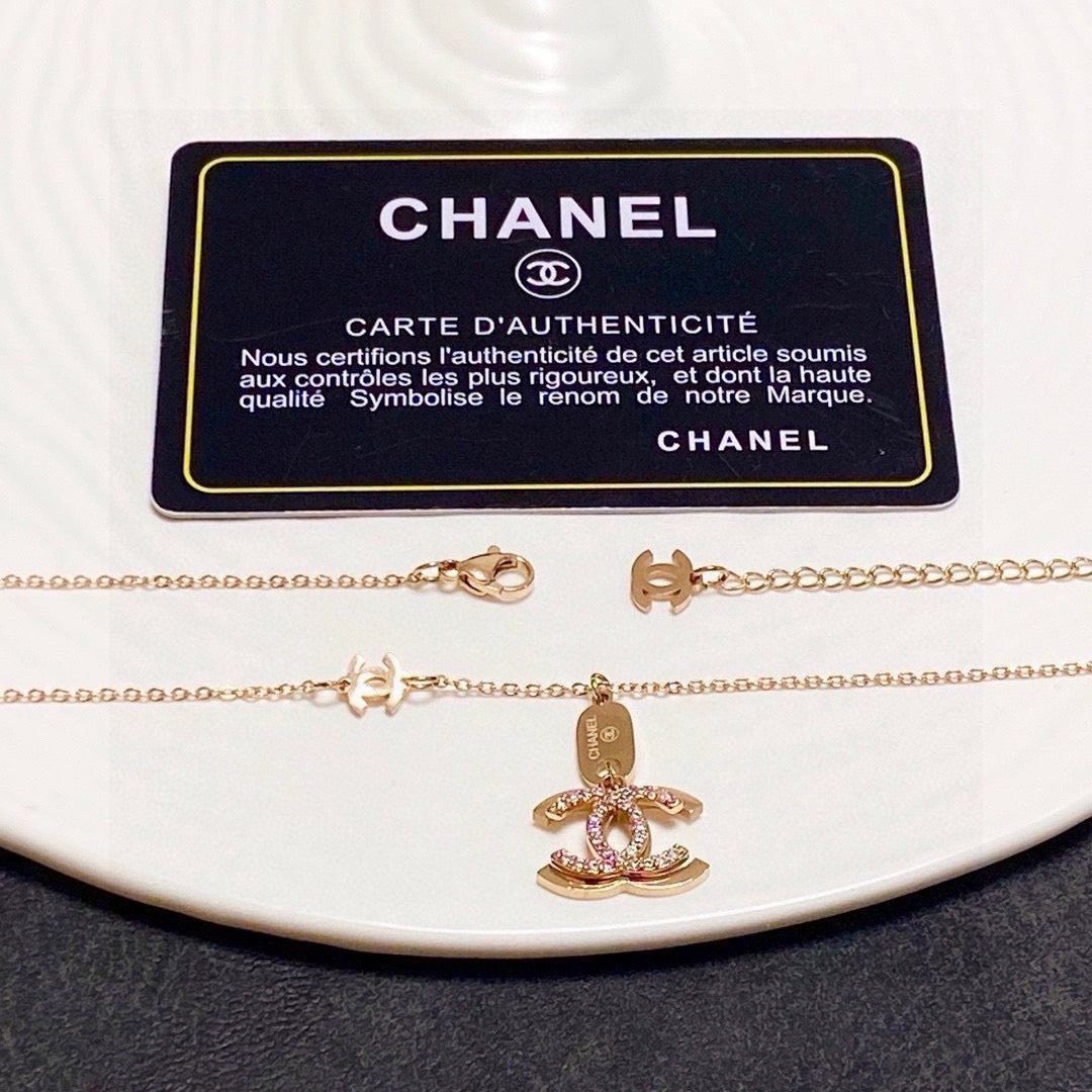 rose gold crystal rose Necklace for women - alternate angle view 7