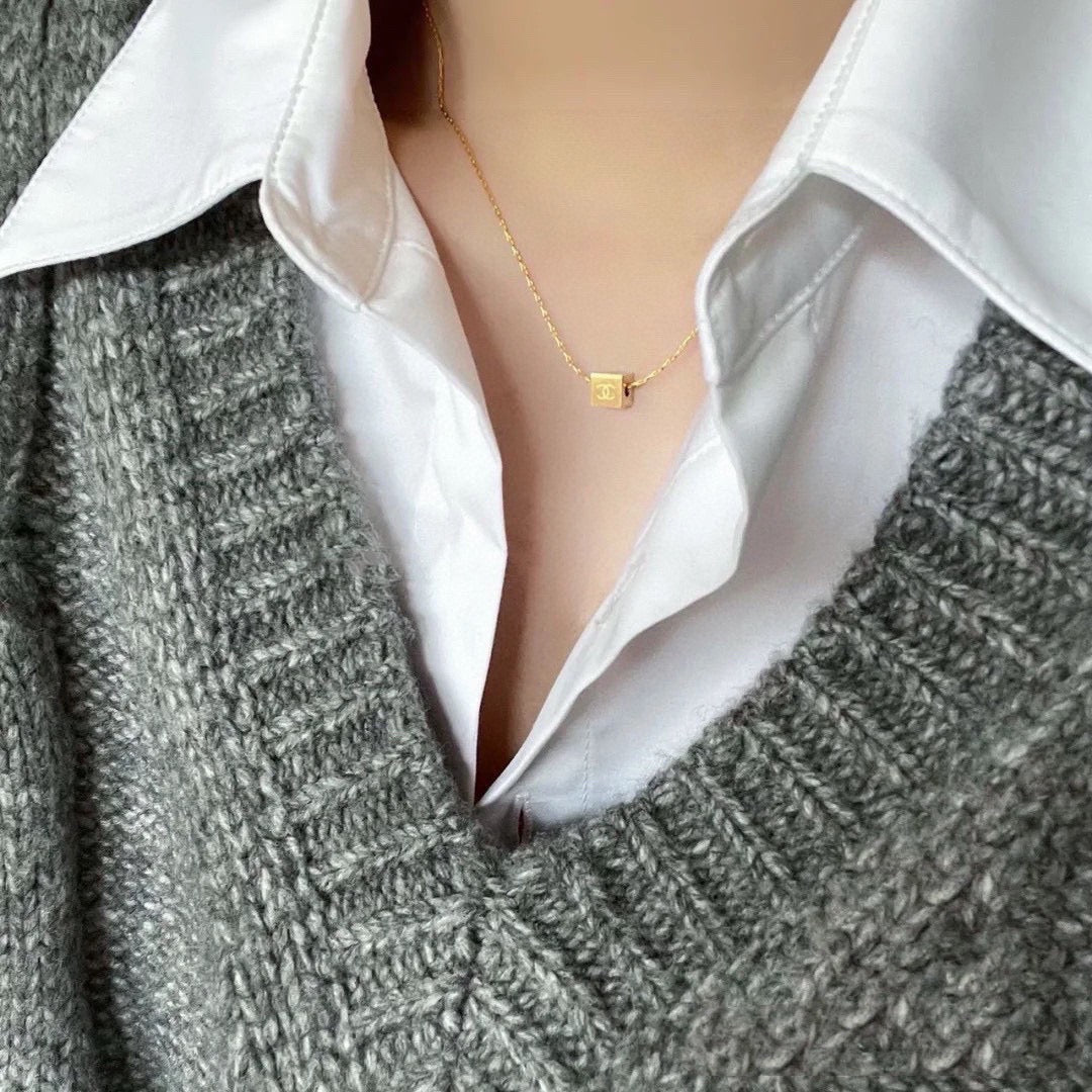 gold letter Pendant for women - alternate angle view 2