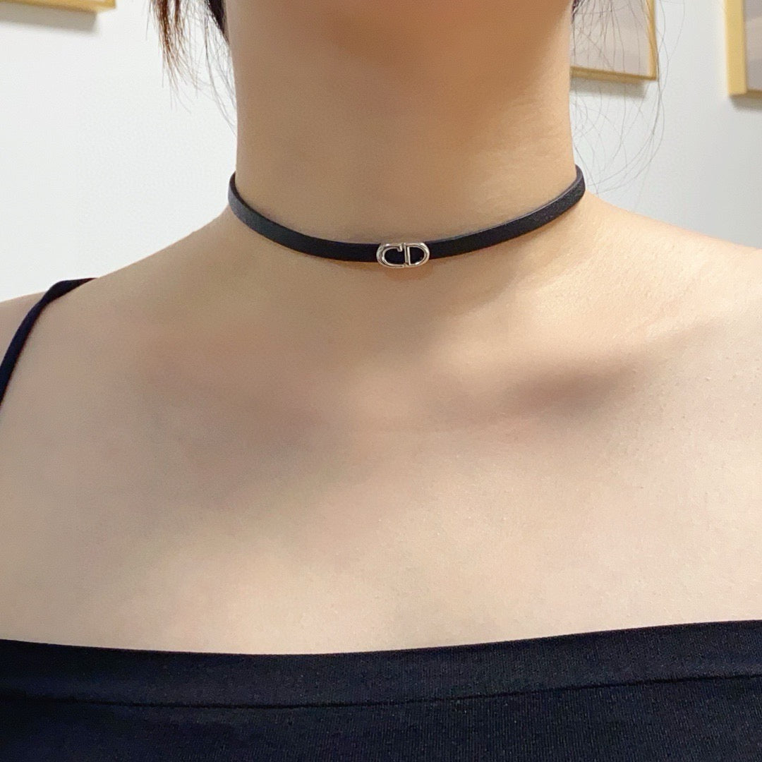 red leather letter Necklace for women - alternate angle view 3