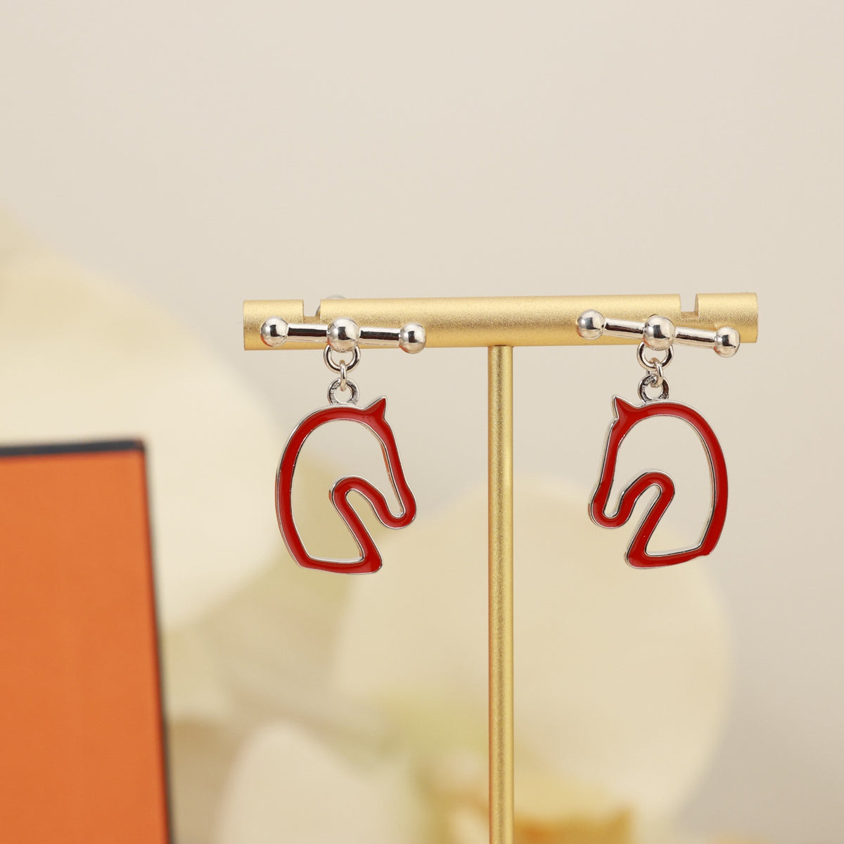 rose gold silver post rose Stud Earrings for women - alternate angle view 4