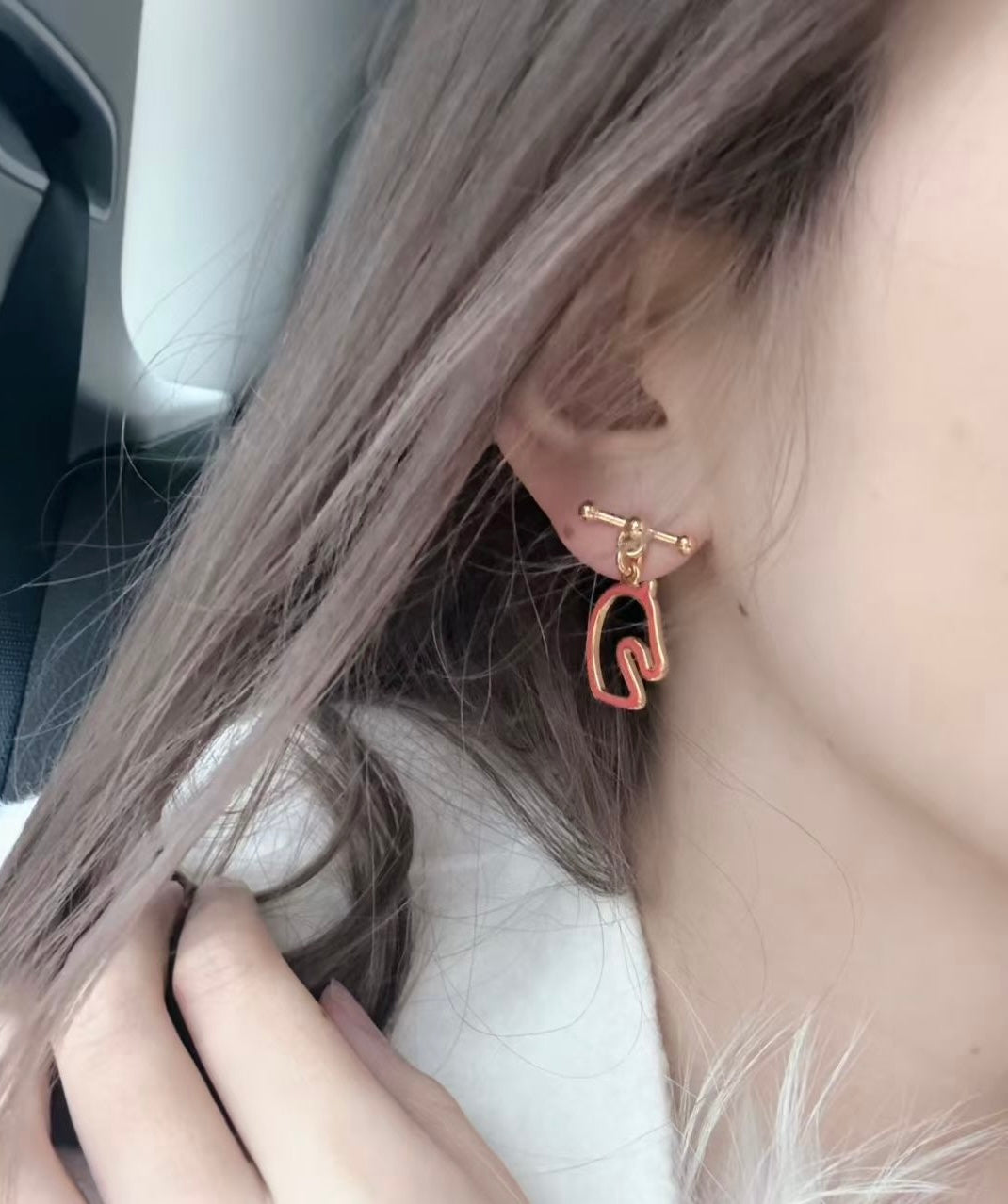 rose gold silver post rose Stud Earrings for women - alternate angle view 9