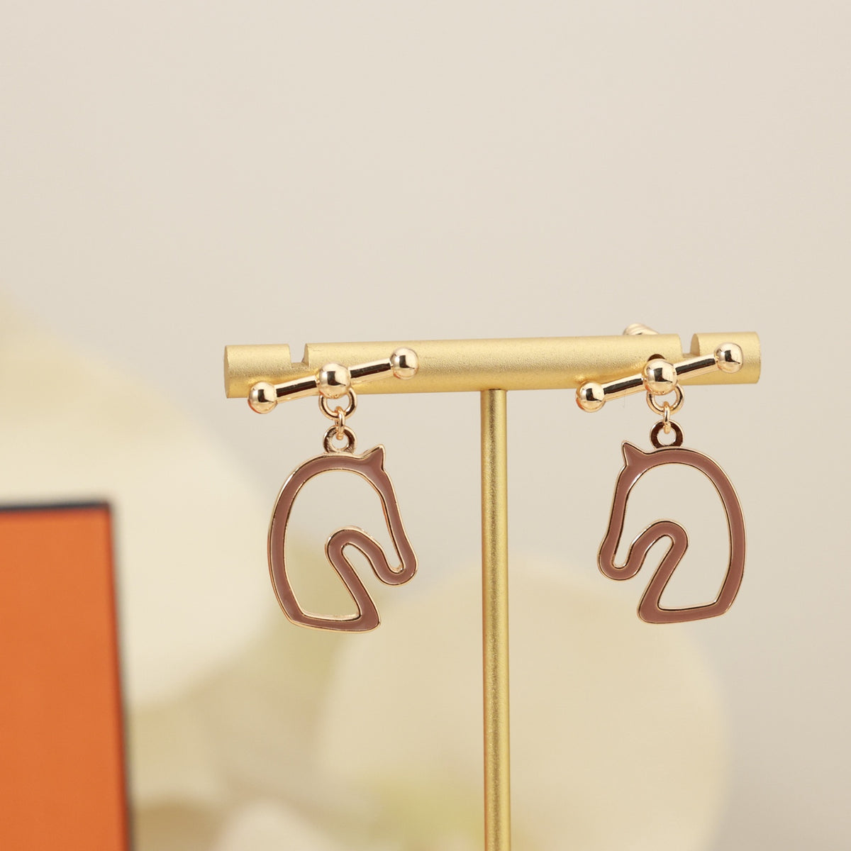 rose gold silver post rose Stud Earrings for women - alternate angle view 5